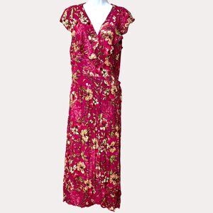 Sofia Floral‎ Fairy Wrap Dress Large Cottage Peasant Ethereal Victorian Feminine